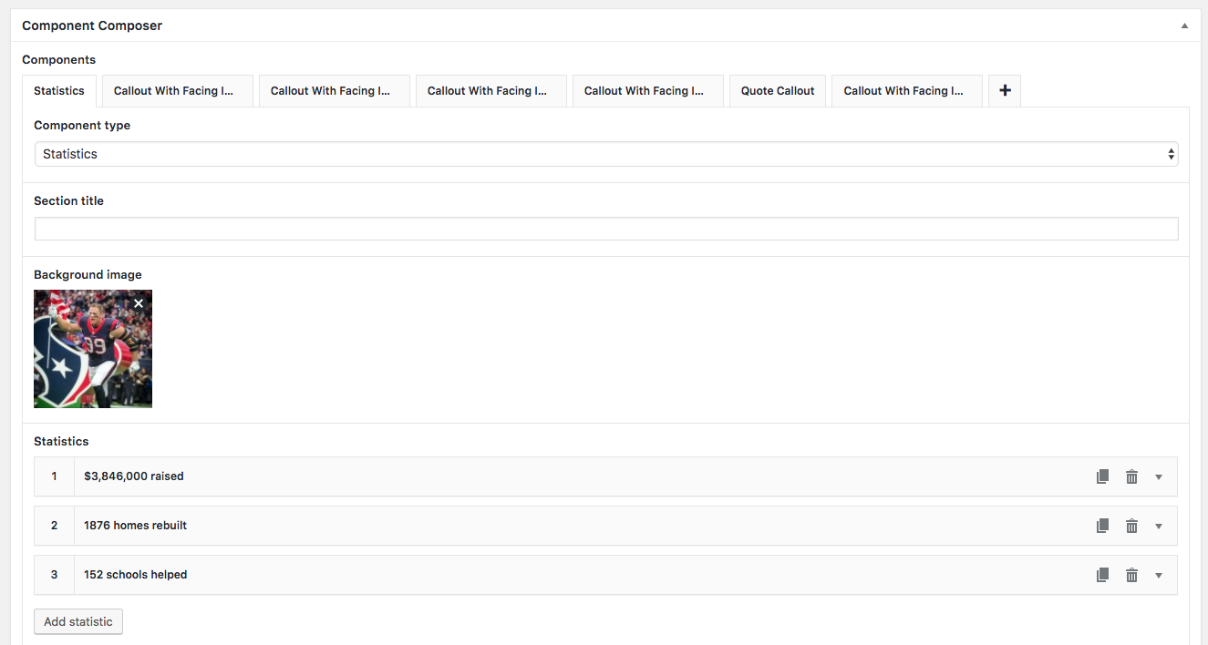 Screenshot of new admin interface